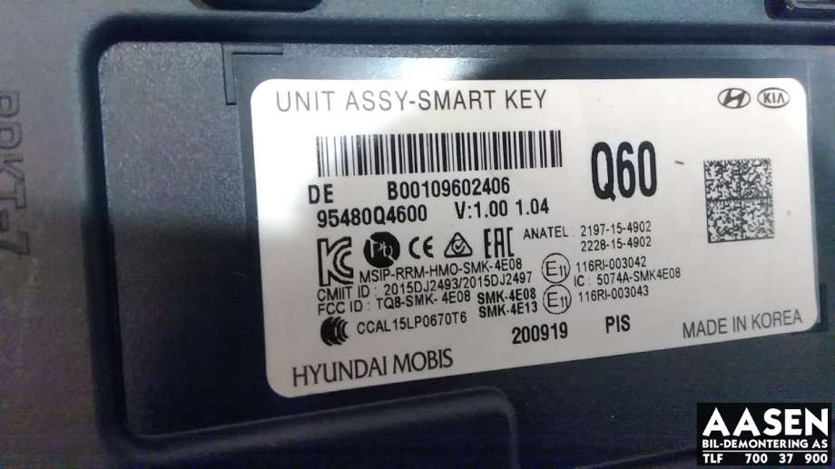 Styreenhet nøkkelfri/keyless til Kia Niro 2016-2021  (95480Q4600|)