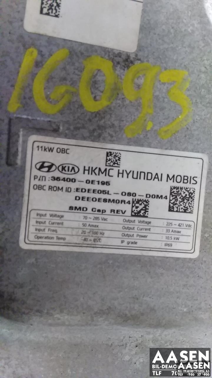 Batterilader (OBC - On Board Charger) til Kia Niro 2016-2021 (36400-0E195|)