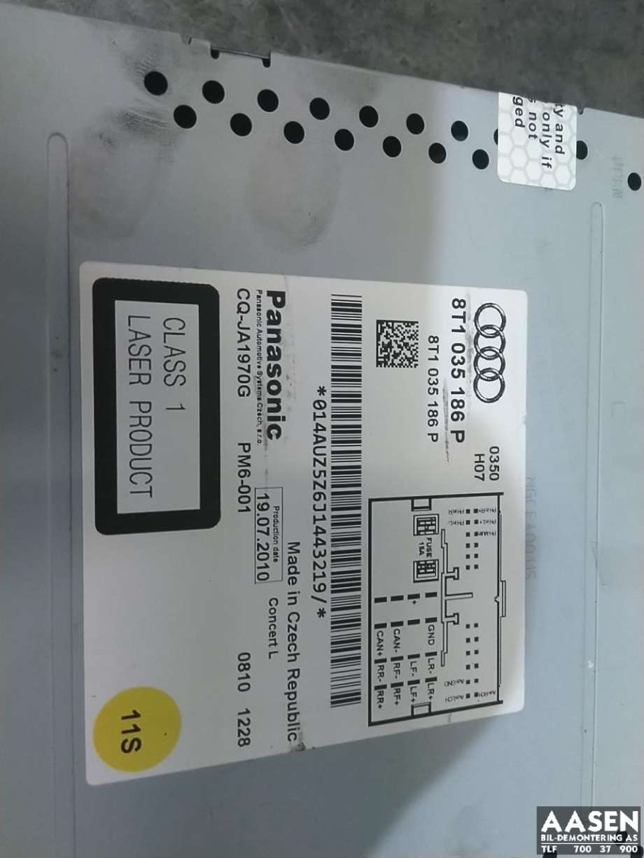 Bilstereo til Audi Q5 2008-2012 (Type I, Fase 1)  (PANASONIC|8T1035186P|)