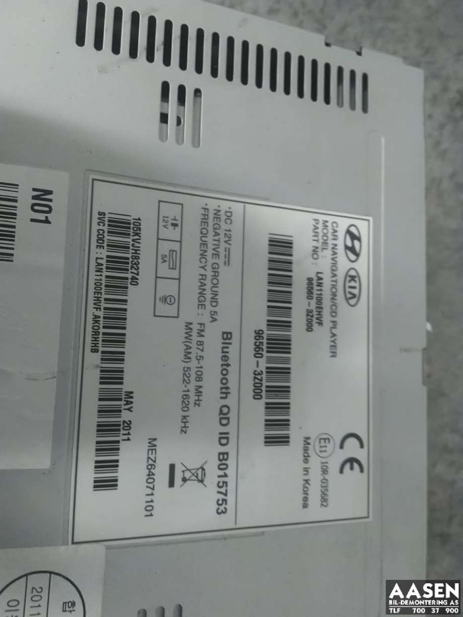 Bilstereo navigasjon til Hyundai i40 2012-2017  (96560-3Z000|96560 3Z0004X|)