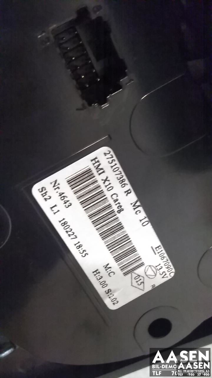 Varmeapparat betjening til Renault Zoe 2013-2019 (Fase 1)  (275107386R|)