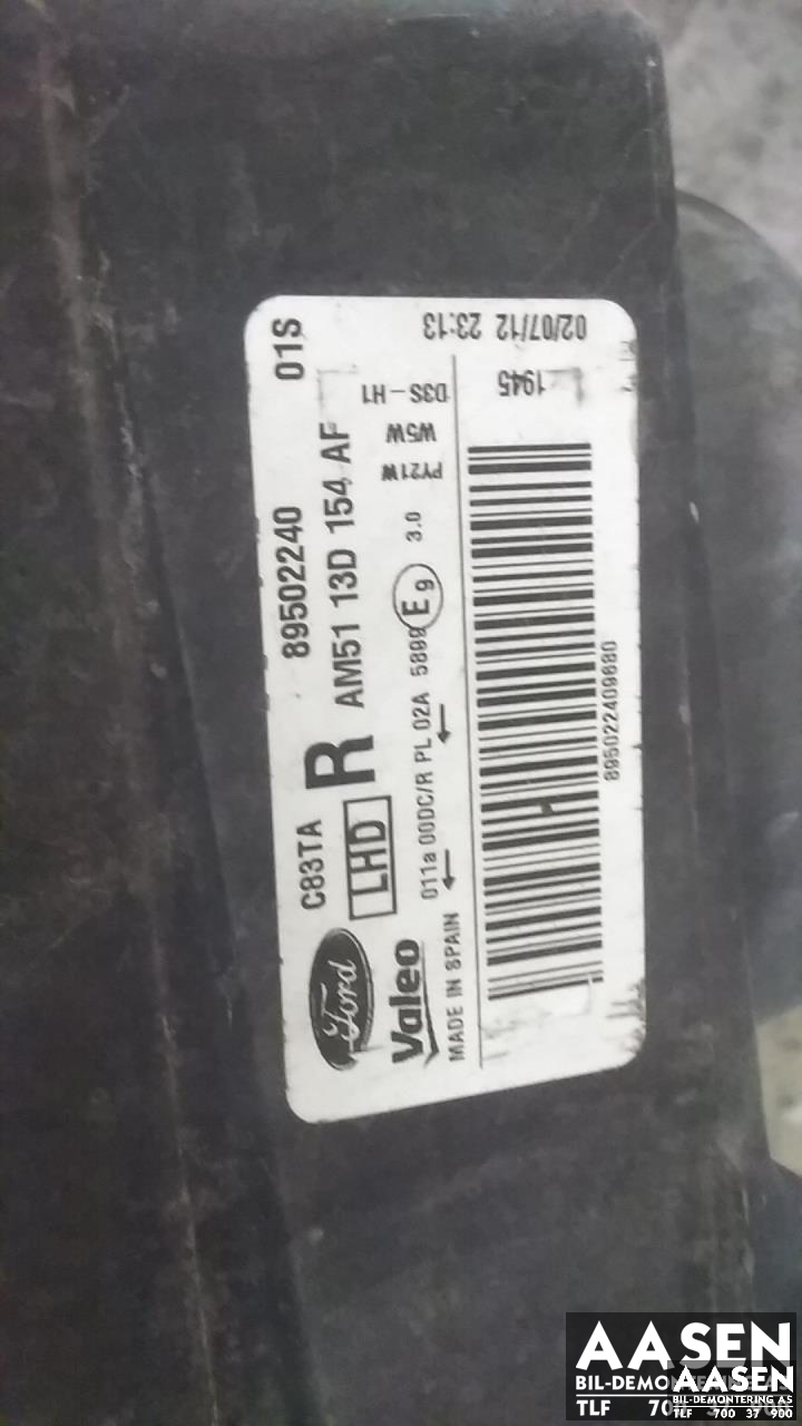 Frontlykt høyre xenon til Ford C-Max 2010-2015 (Type II, Fase 1)  (VALEO|1801884|)