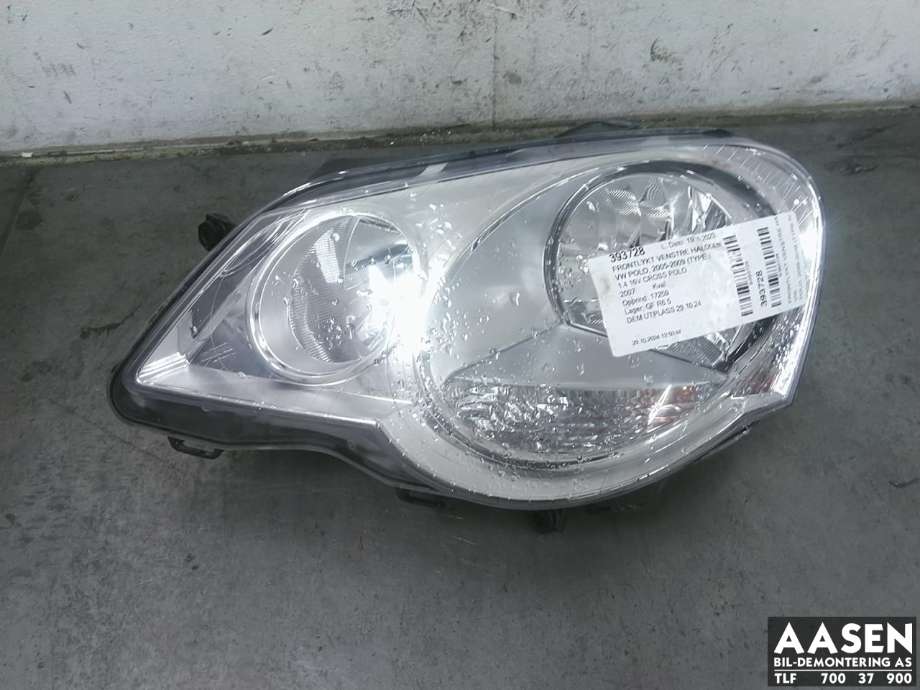 Frontlykt venstre halogen til VW Polo 2005-2009 (Type IV, Fase 2)  (6Q1 941 007 AR|6Q1941007AT|)
