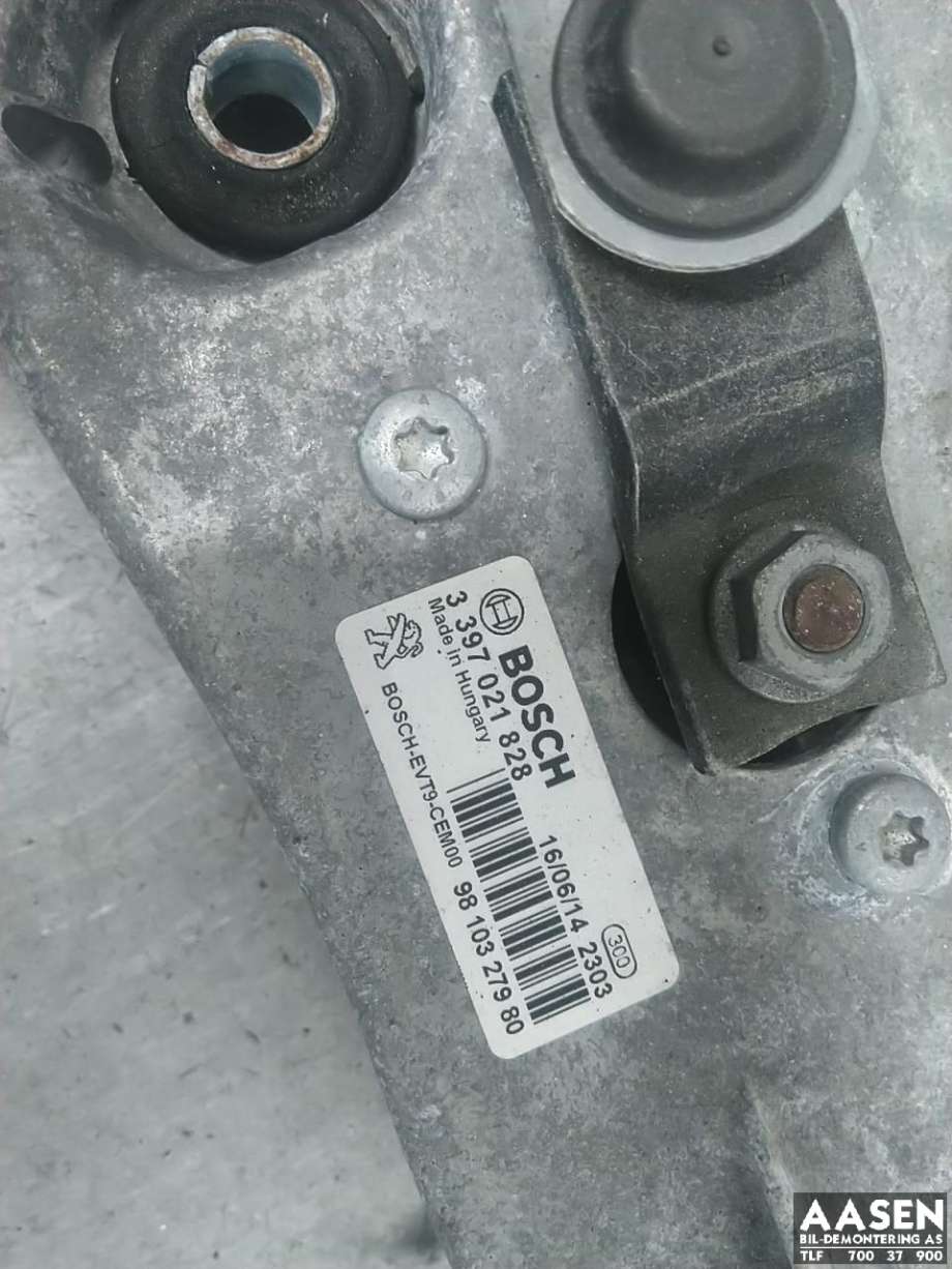 Viskermotor frontrute komplett m/overføring til Peugeot 308 2013-2021 (Type II)  