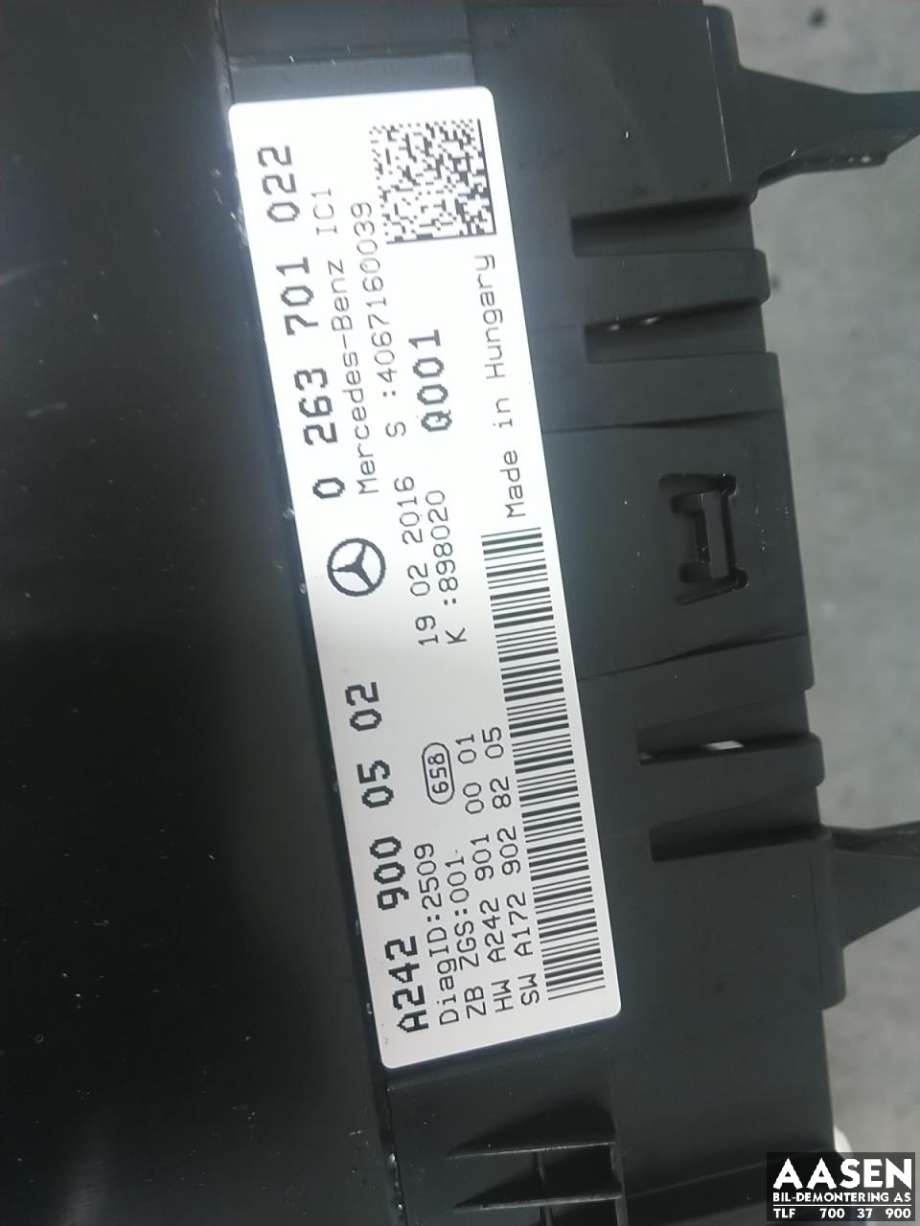 Instrumentpanel til Mercedes B-Klasse, electric drive 2014-2018 (W242) (W242) 