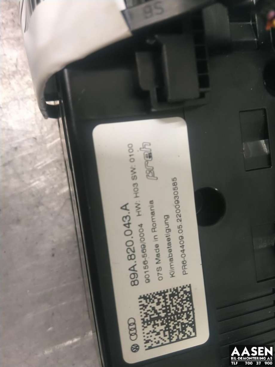 Varmeapparat betjening til Audi Q4 e-tron 2021-->>  (89A 820 043 A|)