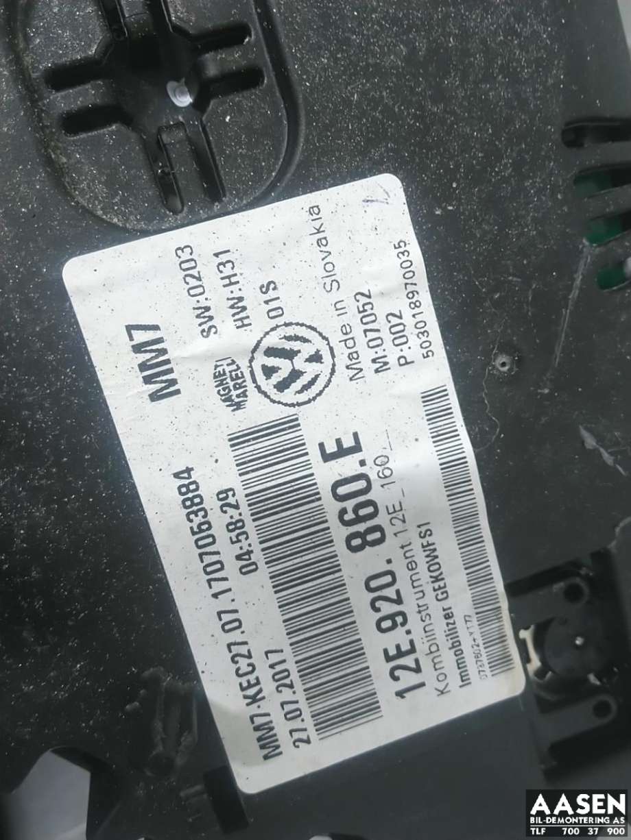 Instrumentpanel til VW E-Up 2013-2019  (12E 920 860 EX|)