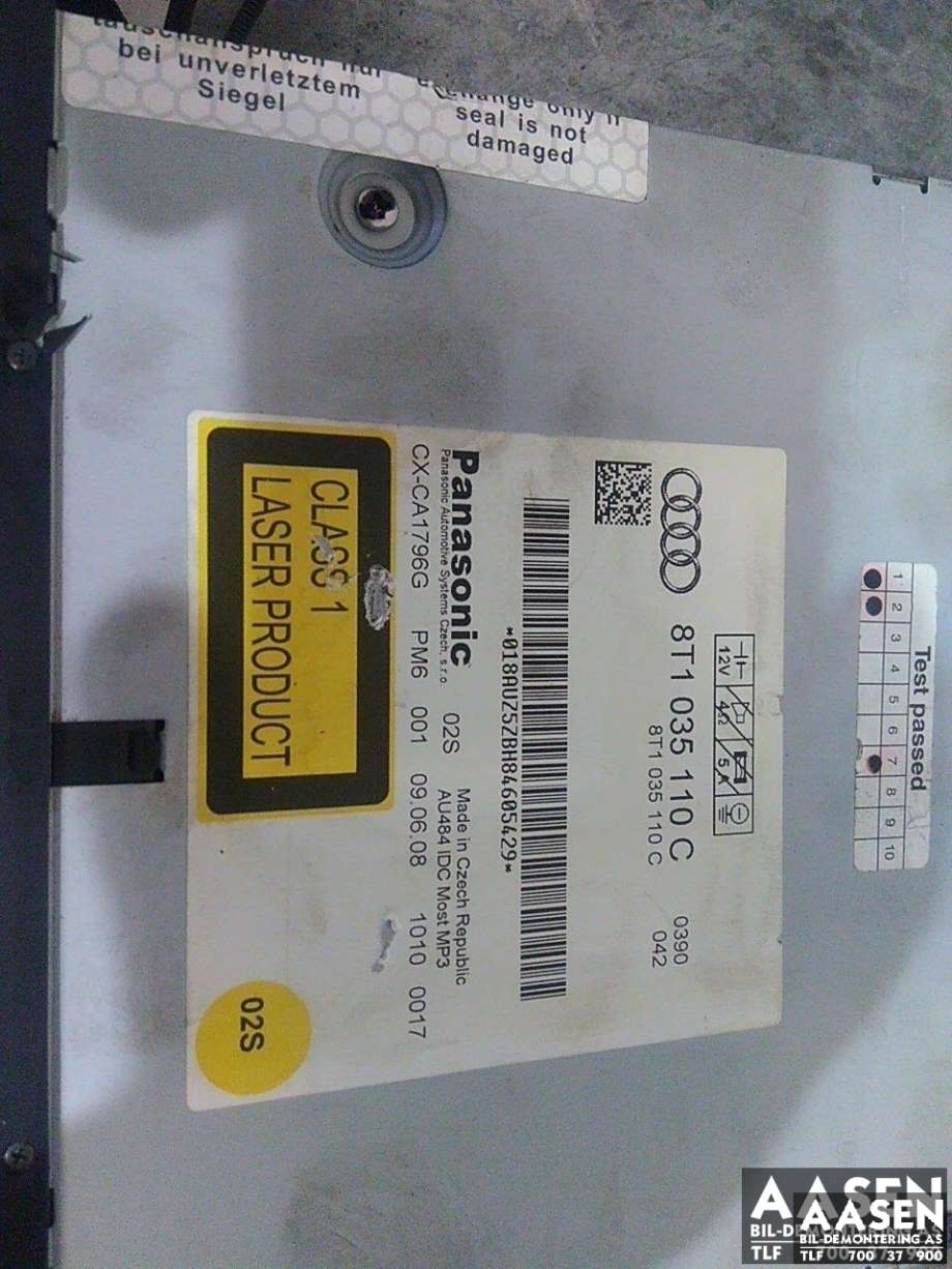 Bilstereo til Audi A4 2007-2014 (Type IV) (B8) (B8) (PANASONIC|8T1035110C|)