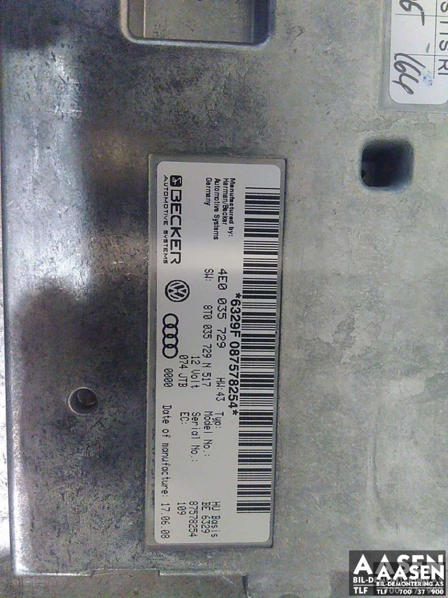 Styreenhet diverse til Audi A4 2007-2014 (Type IV) (B8) (B8) (4E0035729|)