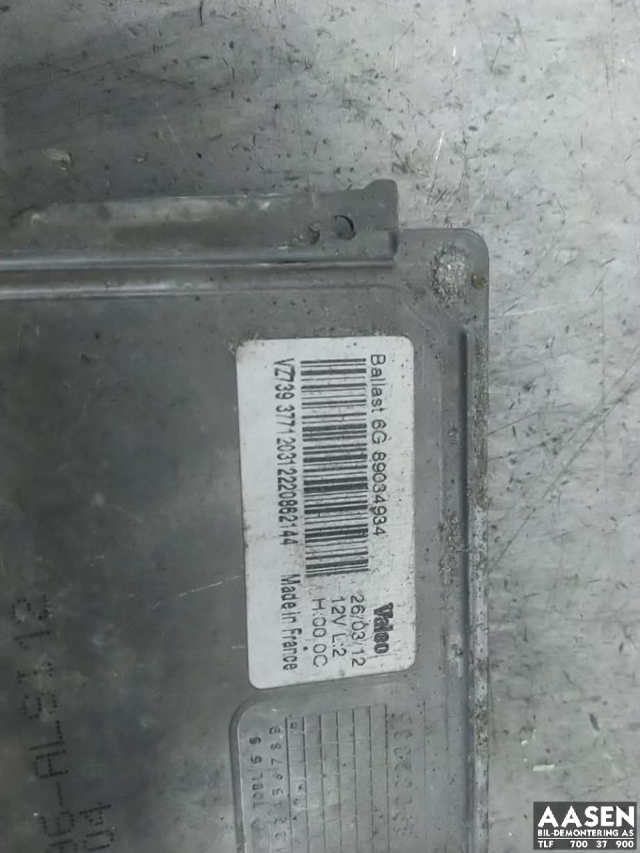 Styreenhet xenon/ballast til Peugeot 508 2011-2014 (Type I, Fase 1)  (VALEO|6G89034934|)