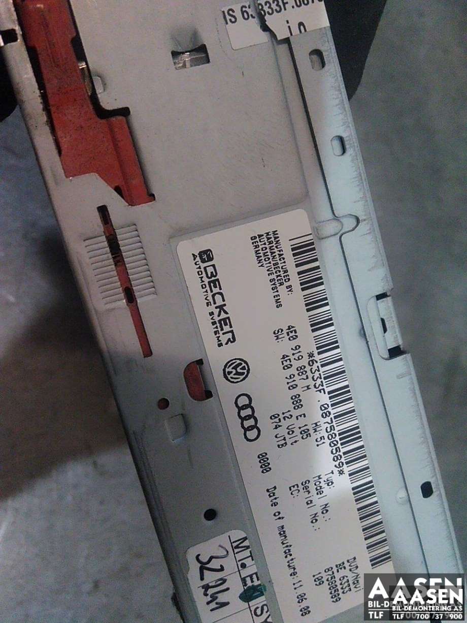 Bilstereo navigasjon spiller til Audi A4 2007-2014 (Type IV) (B8) (B8) (4E0919887M|)