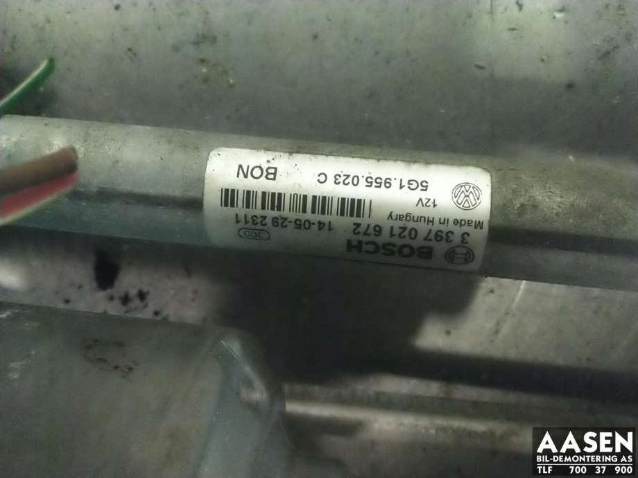 Viskermotor frontrute komplett m/overføring til VW Golf VII 2012-2017 (Fase 1)  (5G1 955 023 D|)