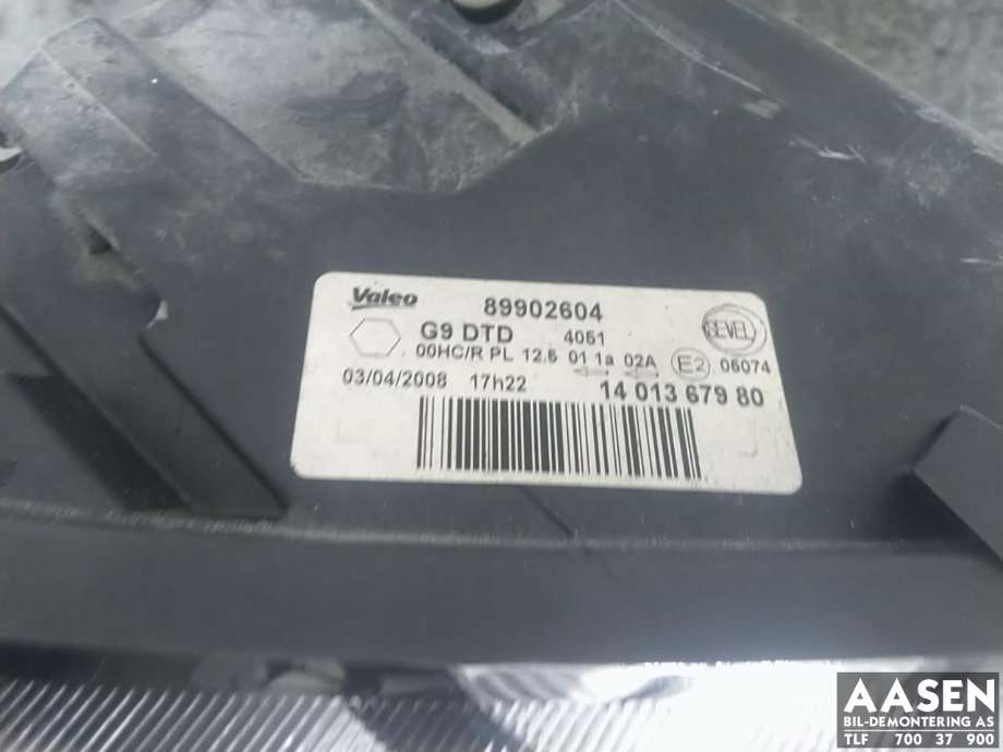 Frontlykt høyre halogen til Peugeot Expert 2007-2016 (Type II) (6206 L0|)