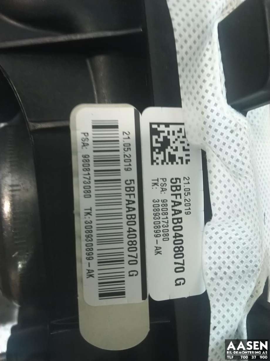 Airbag passasjer til Toyota Proace 2016-->> (Type II)  (9808173080|)
