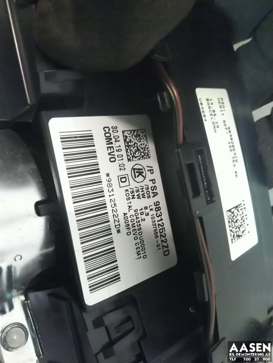 Bryter combi til Toyota Proace 2016-->> (Type II) (98312522ZD|)