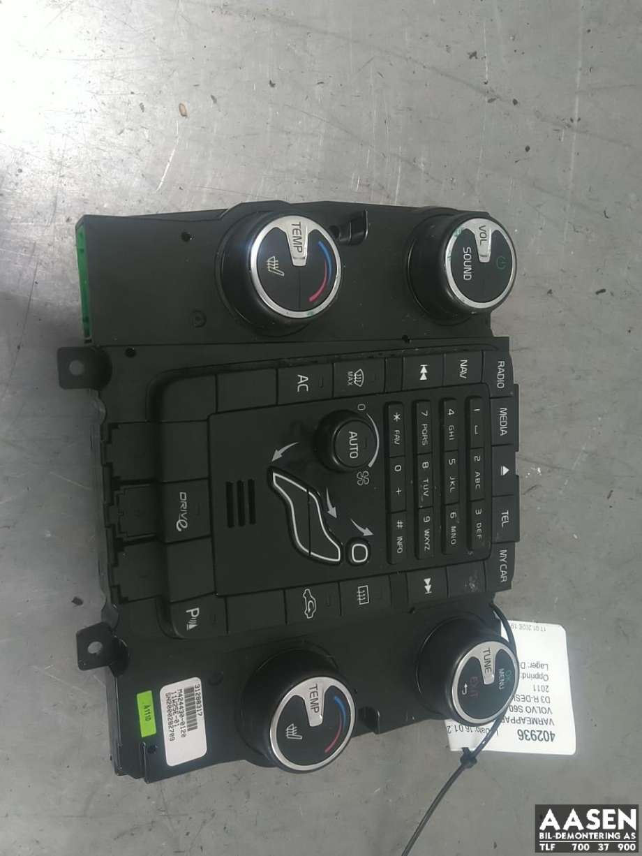 Varmeapparat betjening til Volvo S60, 2010-2014 (Type II, Fase 1)  