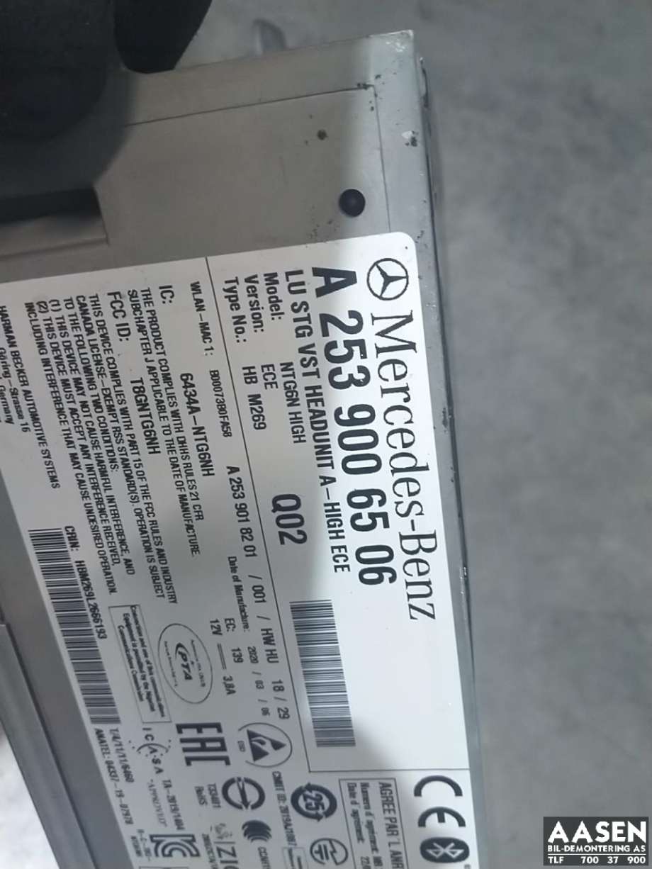 Bilstereo navigasjon til Mercedes EQC 2019-->>  (A 253 900 65 06|A 253 900 15 09|)
