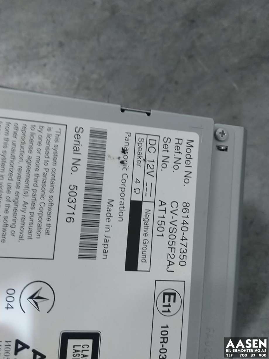Bilstereo til Toyota Prius 2016-2023 (Type IV) (combi) (combi) (PANASONIC|86140-47350|)