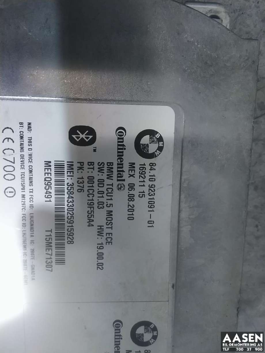 Styreenhet diverse til BMW X5 2007-2013 (E70) (E70) (84.10 9231091-01|)