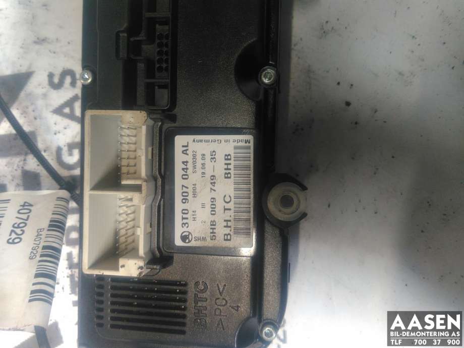 Varmeapparat betjening til Škoda Octavia 2009-2013 (Type II, Fase 2)  (3T0 907 044 AS|)