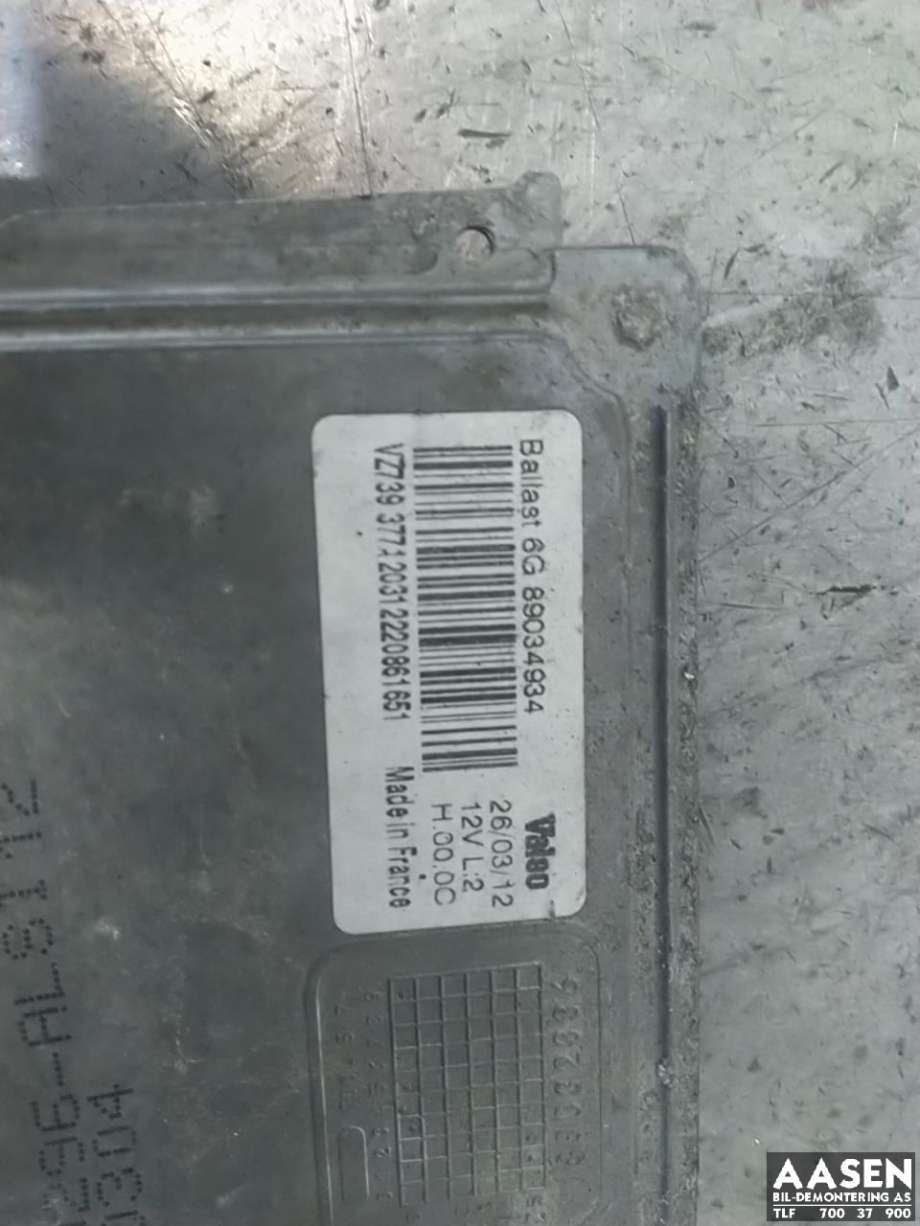 Styreenhet xenon/ballast til Peugeot 508 2011-2014 (Type I, Fase 1)  (VALEO|6G89034934|)