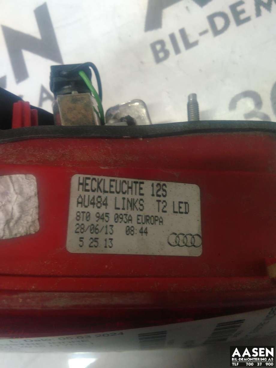 Baklykt venstre indre til Audi A5 2007-2016 (Type I) (8T0 945 093 A|)