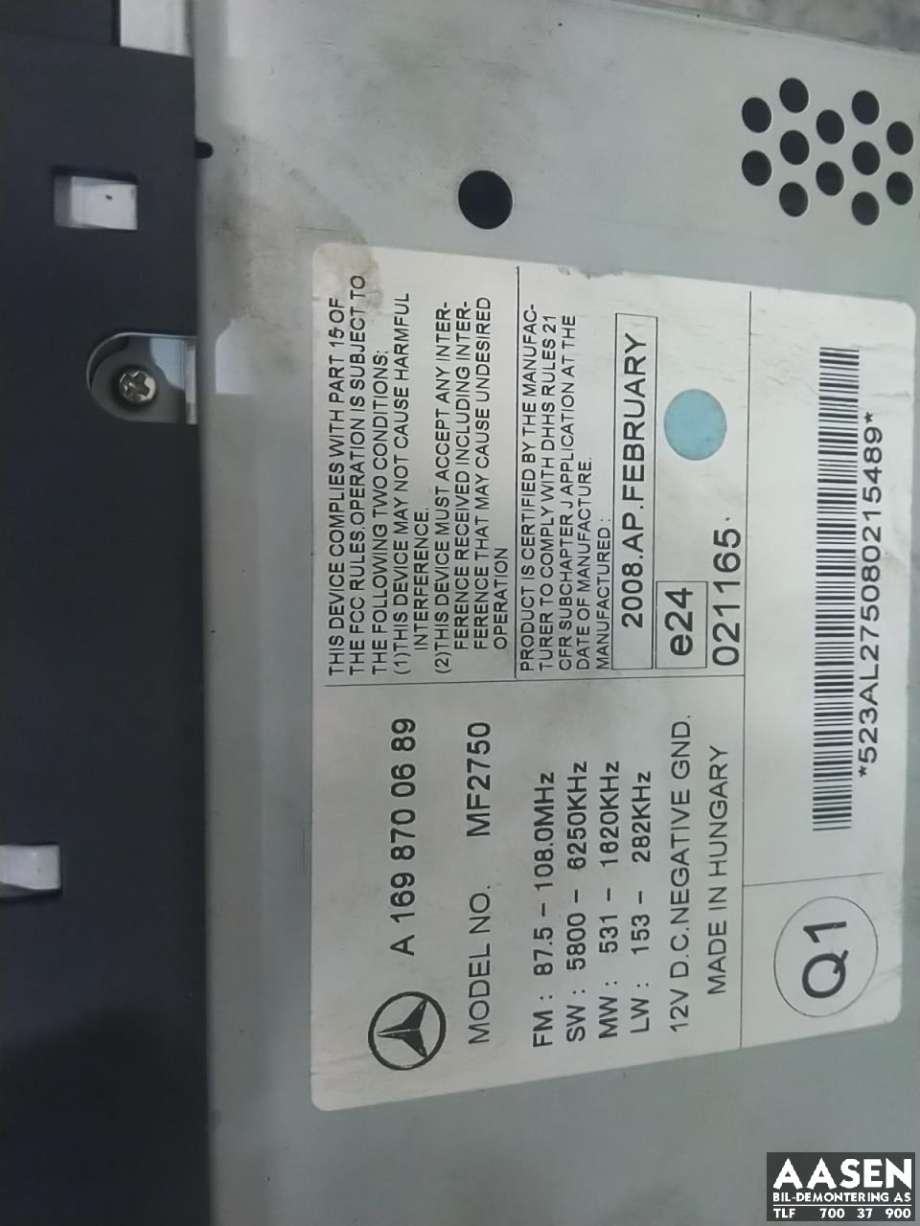 Bilstereo til Mercedes Sprinter 2006-2013 (Fase 1) (906) (906) (A1698700689|)
