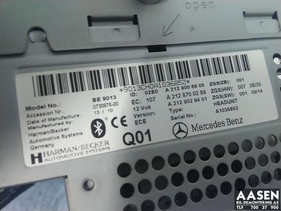 Bilstereo til Mercedes E-Klasse 2009-2013 (Fase 1) (W212) (W212) (A 212 900 69 05|)
