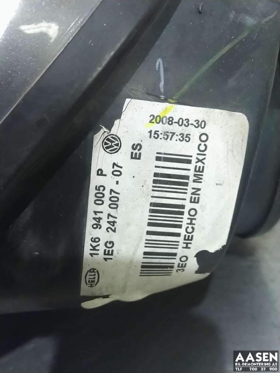 Frontlykt venstre halogen til VW Golf V, STV 2007-2010 (JETTA) (JETTA) (HELLA|1K6 941 005 P|)