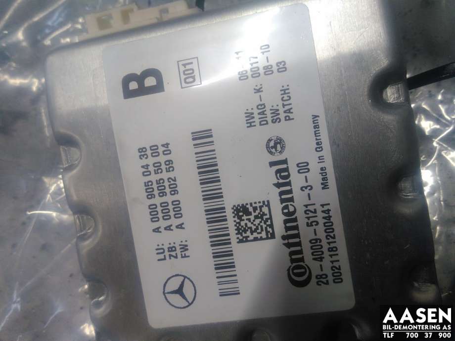 Sensor radar til Mercedes C-Klasse 2011-2014 (Fase 2) (W204) (W204) (A 000 905 04 38|)