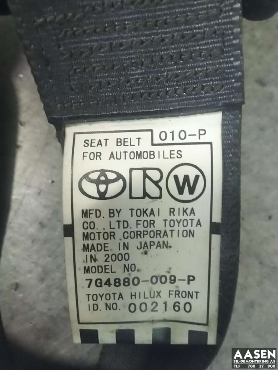 Sikkerhetsbelte foran venstre til Toyota Hilux 1998-2001 (7322035400B0|7322035400|)