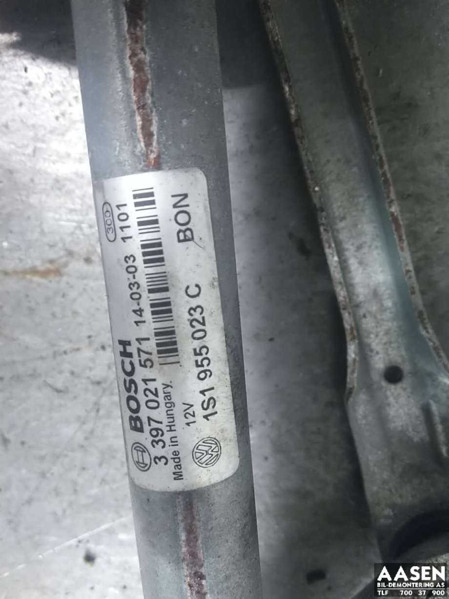 Viskermotor frontrute komplett m/overføring til VW Up 2012-2019  (1S1 955 023 D|)