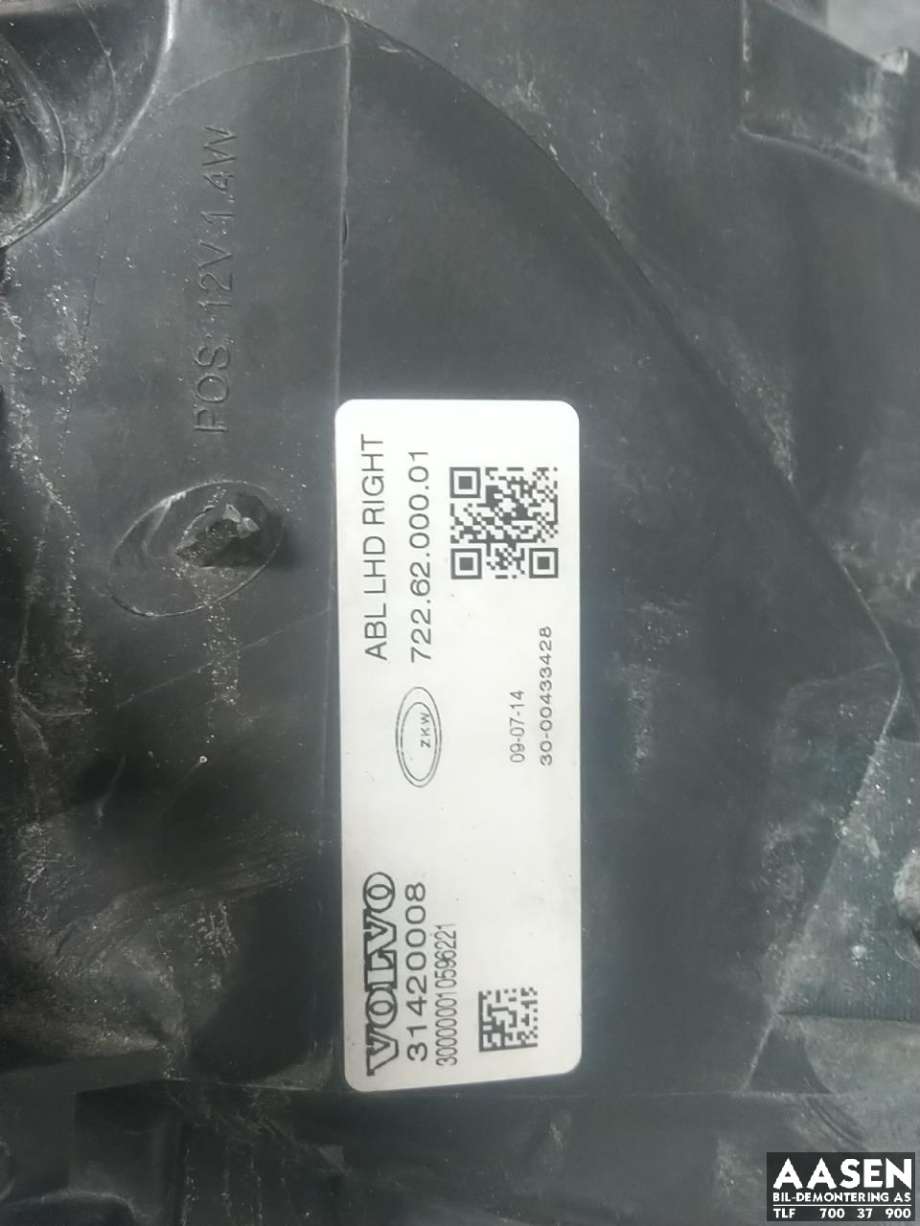 Frontlykt høyre xenon til Volvo V40 2012-2019 (31383159|)