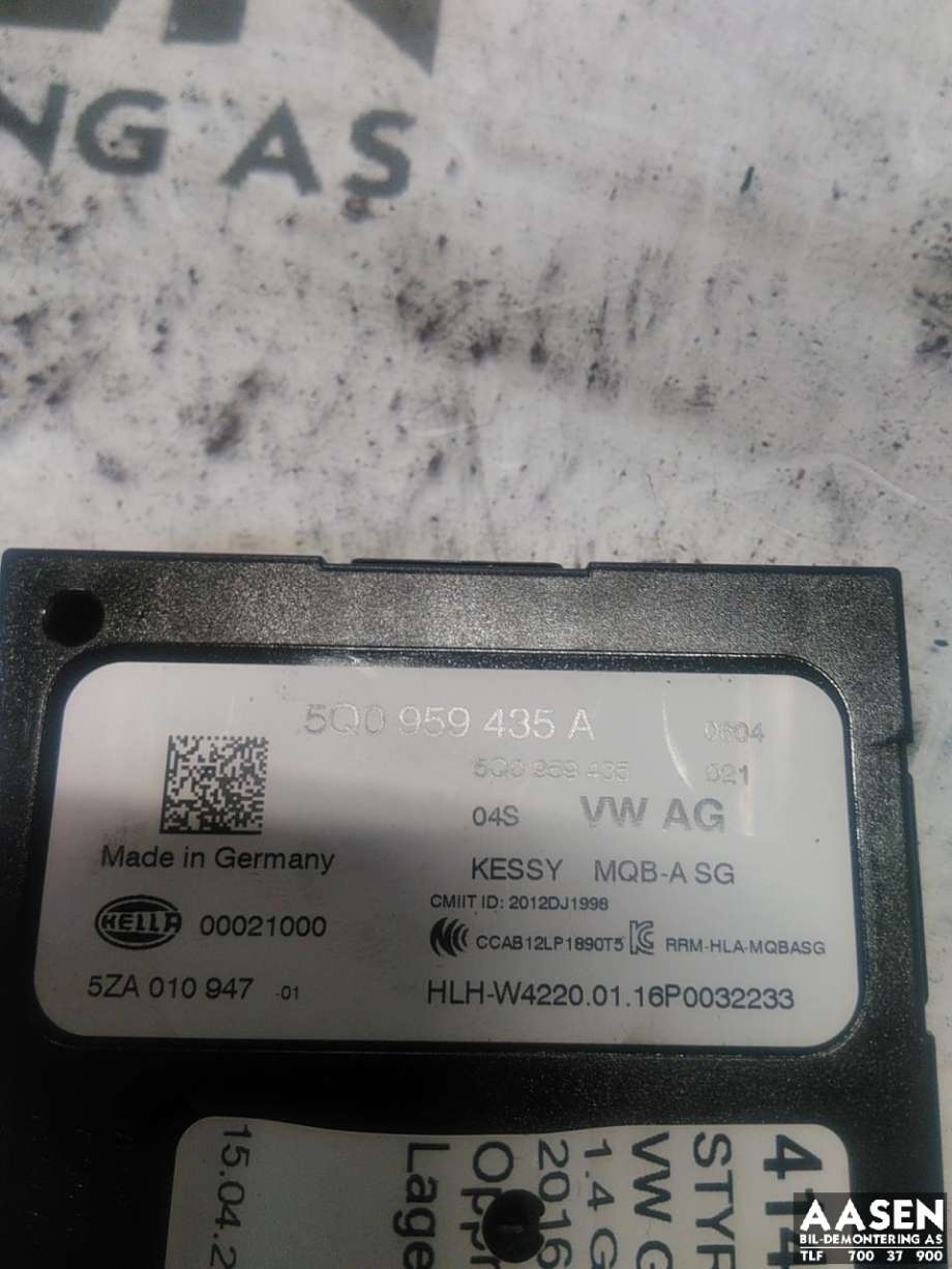 Styreenhet nøkkelfri/keyless til VW Golf VII 2012-2017 (Fase 1)  (5Q0959435A|)