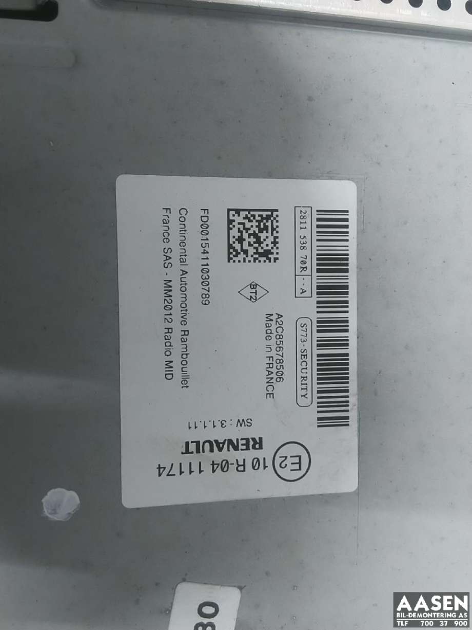 Bilstereo til Renault Zoe 2013-2019 (Fase 1)  