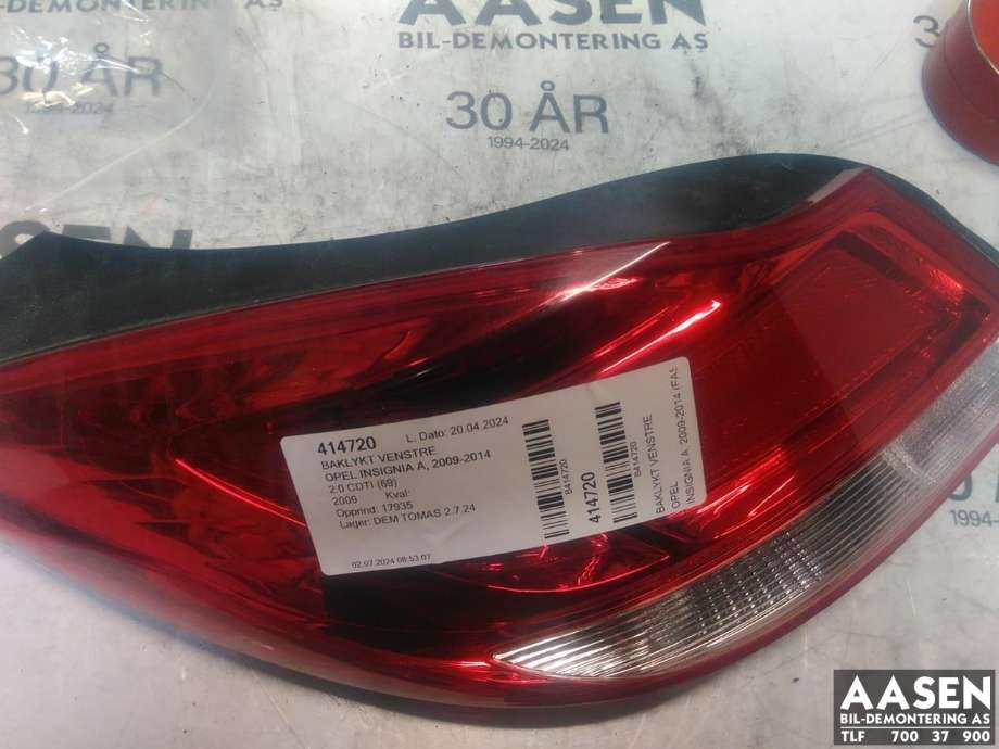 Baklykt venstre til Opel Insignia A, 2009-2014  