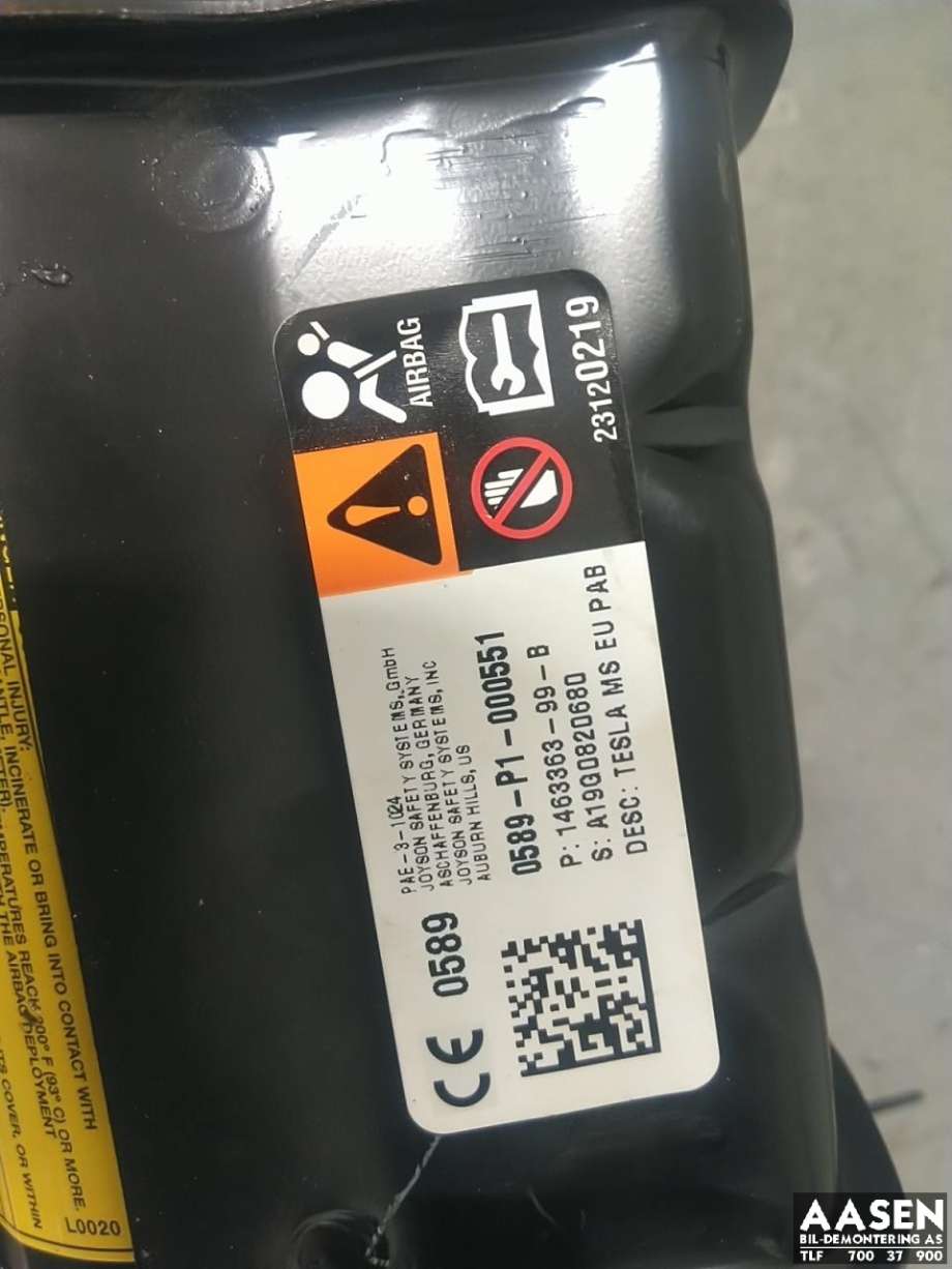 Airbag passasjer til Tesla Model S 2013-2016 (Fase 1)  (1022507-00-A|)