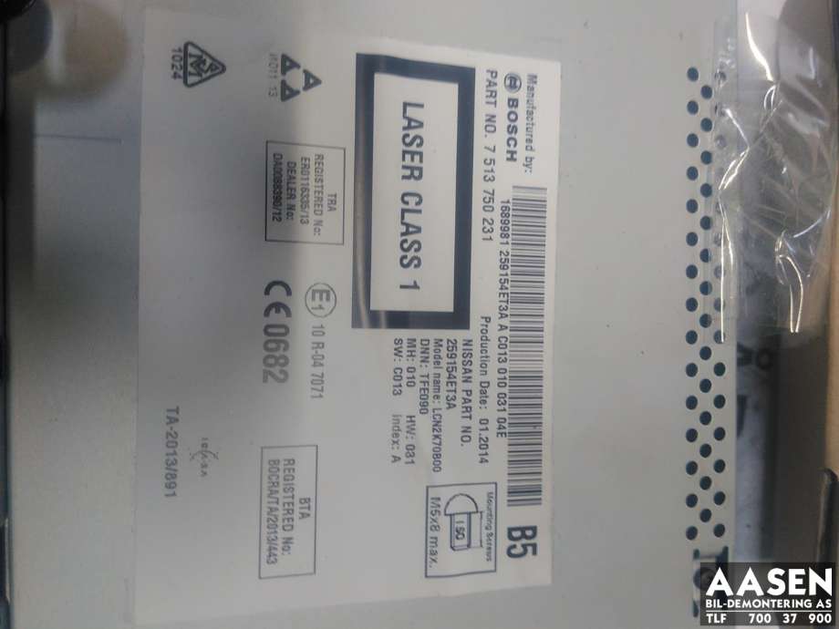 Bilstereo til Nissan Qashqai 2014-2021 (Type II)  (259154ET3A|)