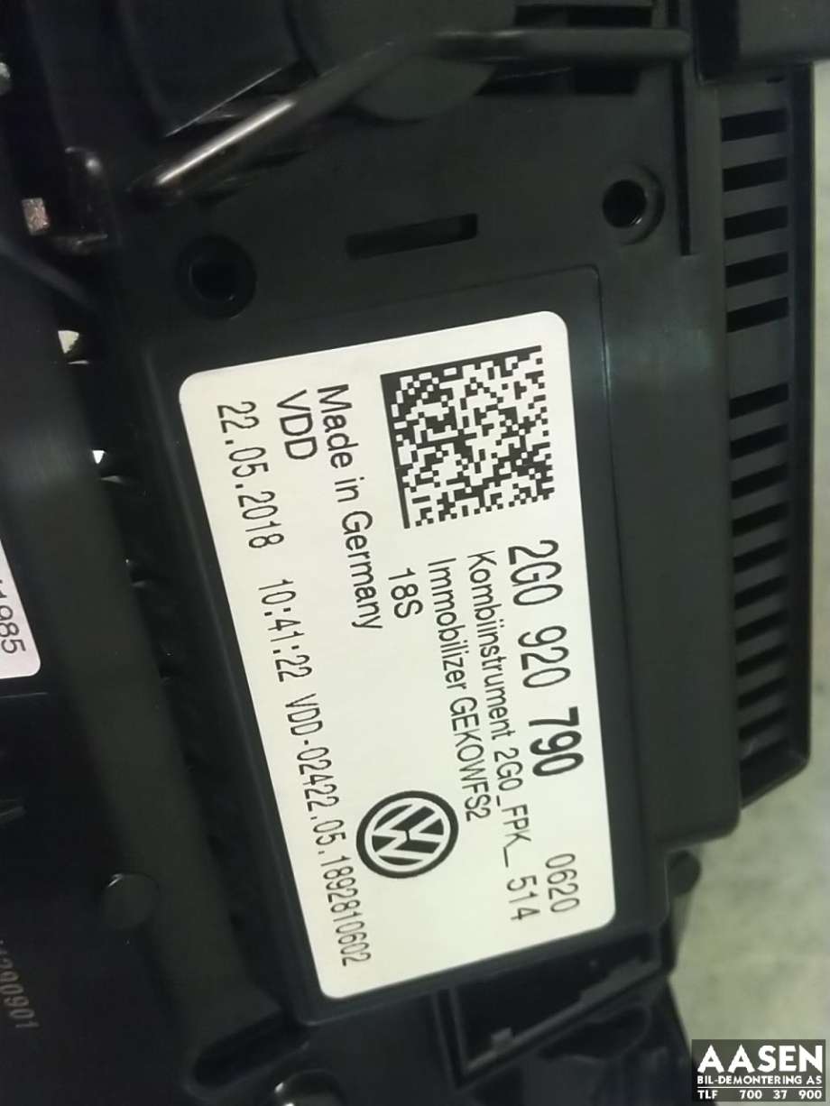 Instrumentpanel til VW Polo 2017-2021 (Type VI, Fase 1)  (2G0 920 790|)