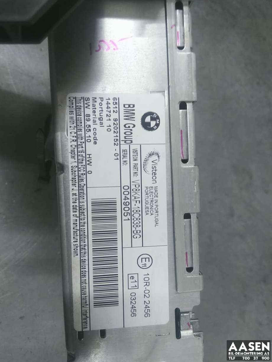 Bilstereo til BMW 1-Serie 2004-2011 (E81/E82/E87/E88) (E81/E82/E87/E88) (65 12 9 216 273|)