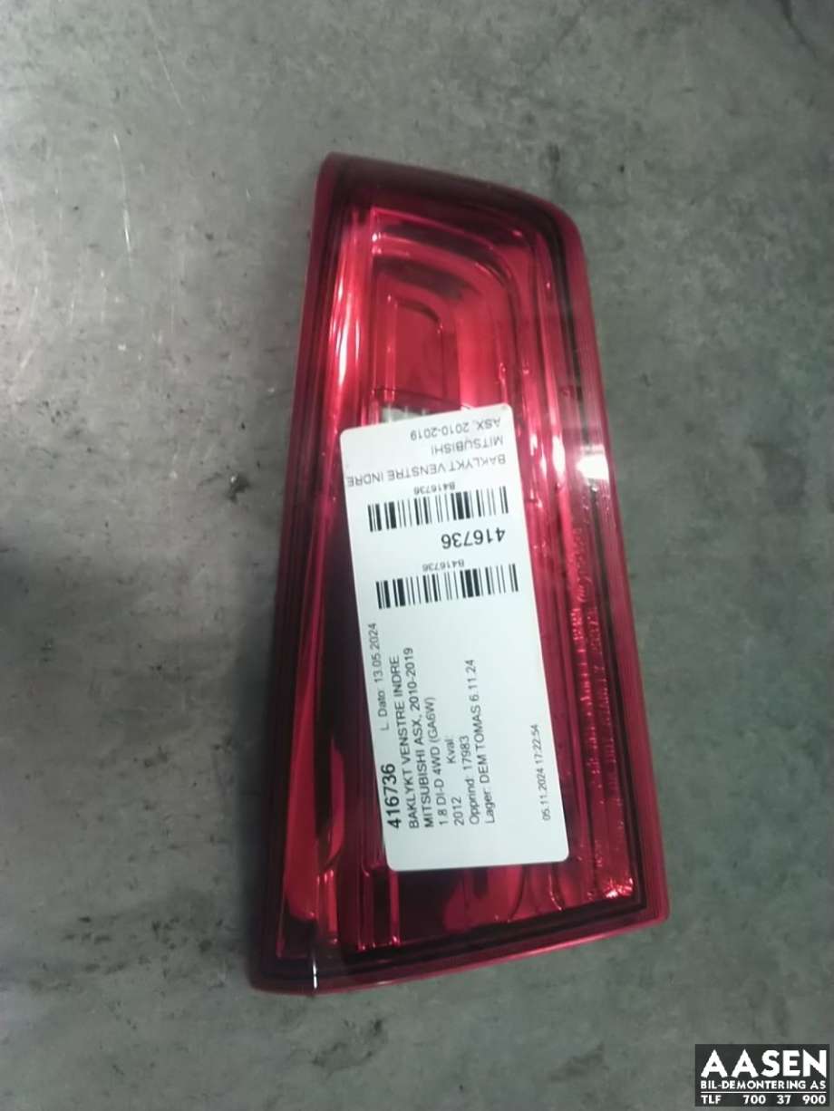 Baklykt venstre indre til Mitsubishi ASX 2010-2019 (8336A087|)