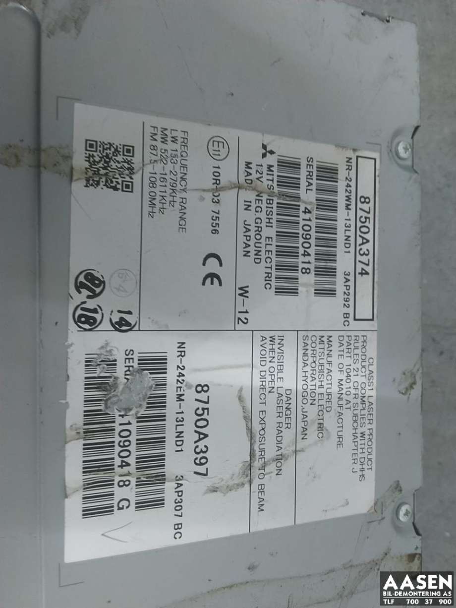 Bilstereo navigasjon til Mitsubishi Outlander 2012-2015 (Type III, Fase 1)  (8701A562|)