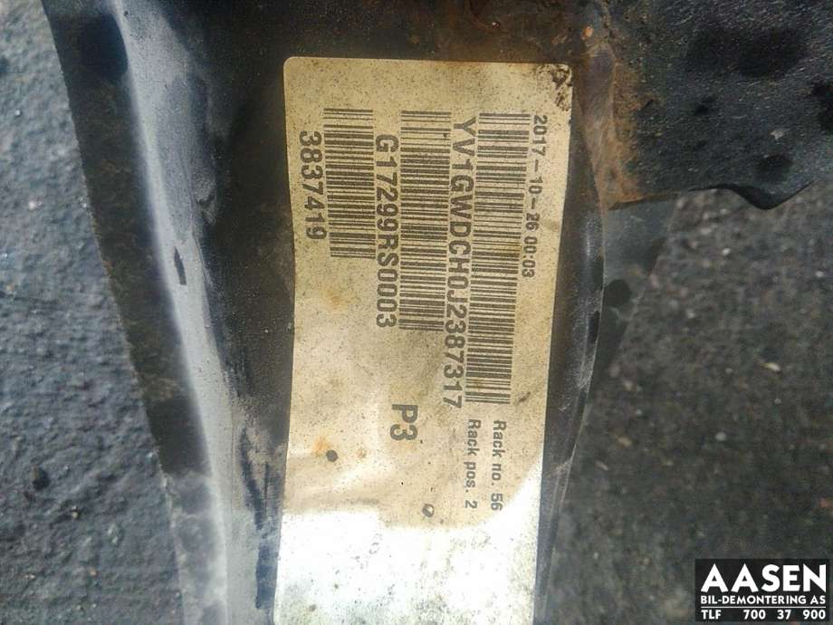 Travers bak til Volvo V60/V60 CC 2013-2018 (Type I, Fase 2)  