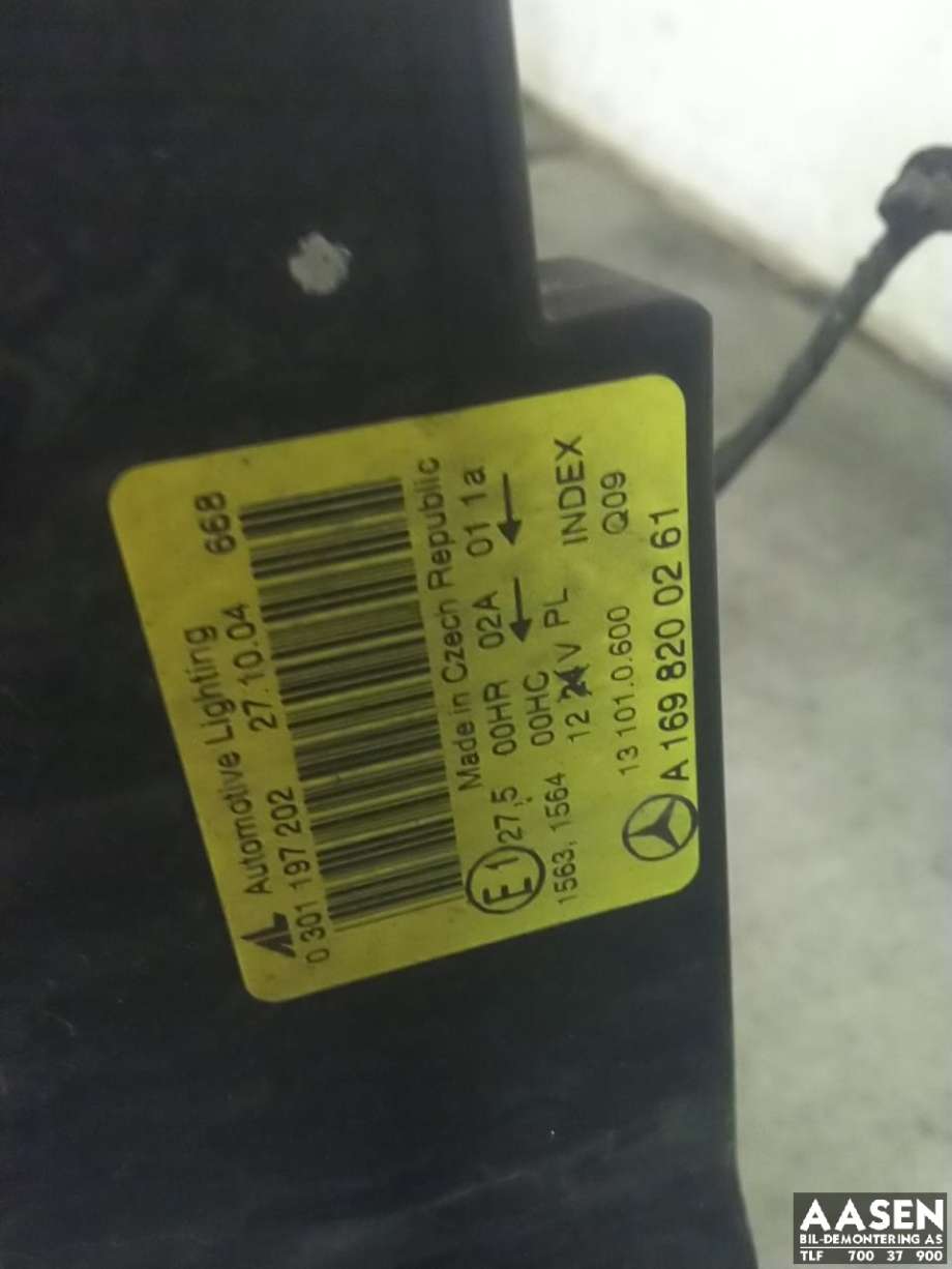 Frontlykt høyre halogen til Mercedes A-Klasse 2005-2012 (W169) (W169) 