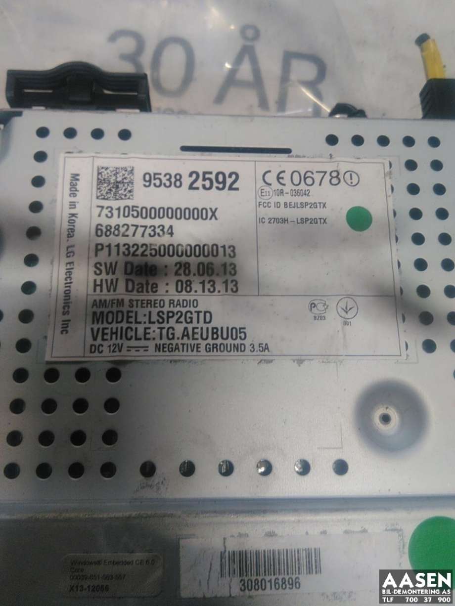 Bilstereo til Chevrolet Trax 2013-2014