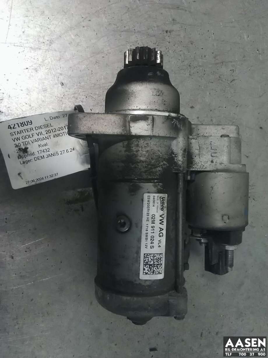 Starter diesel til VW Golf VII, 2012-2017 (Fase 1)  (02M 911 024 S)