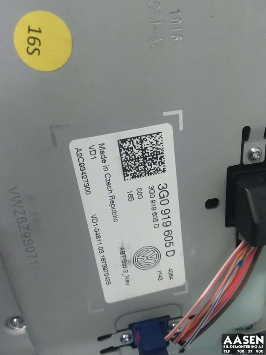 Bilstereo navigasjon skjerm til VW Golf VII 2012-2017 (Fase 1)  (3G0 919 605 D|)