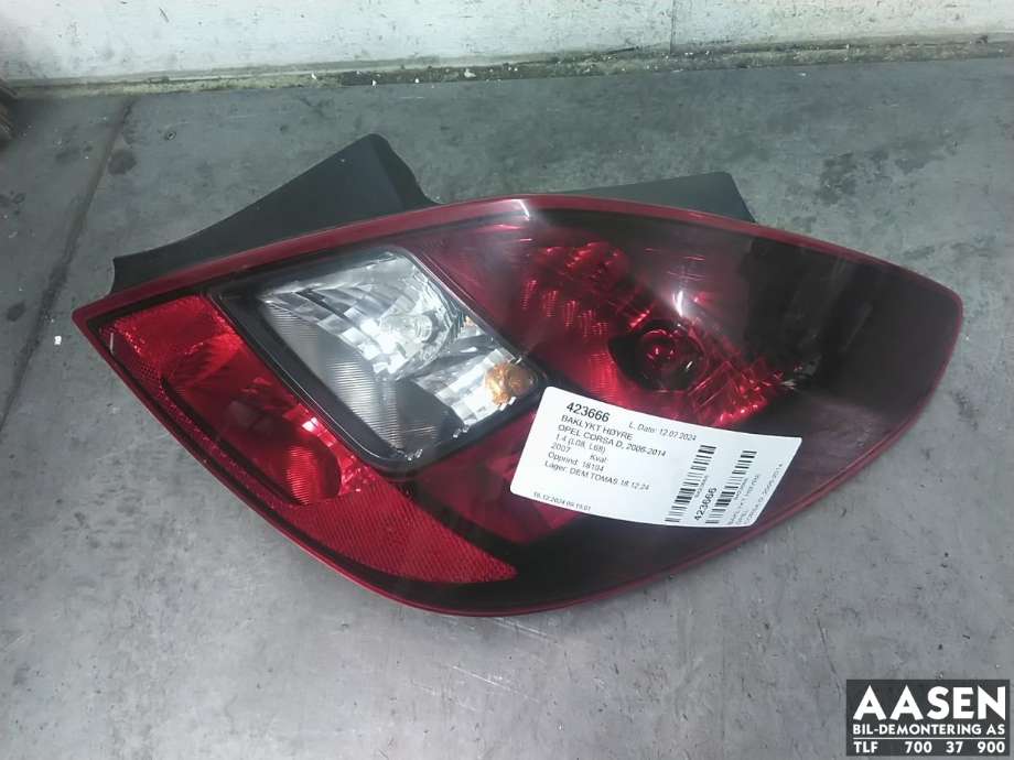 Baklykt høyre til Opel Corsa D, 2006-2014  