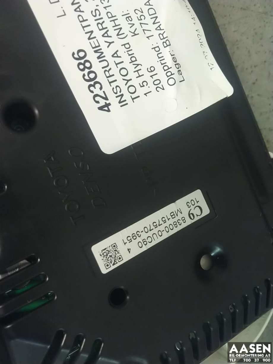 Instrumentpanel til Toyota Yaris 2014-2020 (Type III, Fase 2)