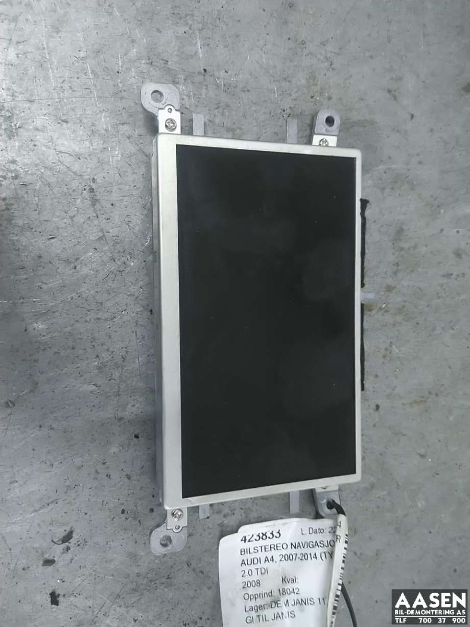 Bilstereo navigasjon skjerm til Audi A4, 2007-2014 (Type IV) (B8) (B8) (8T0 057 603 E)